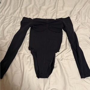 Skims Black Off-Shoulder Bodysuit